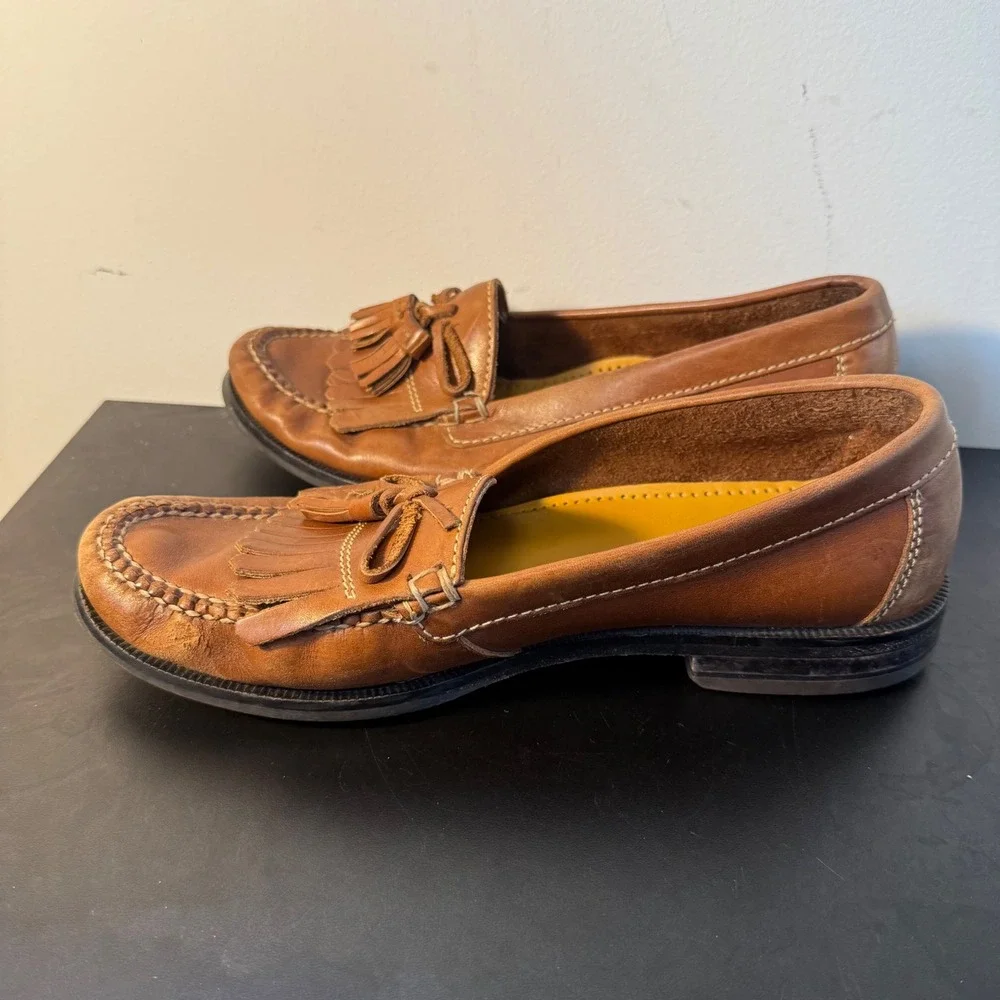 Cole Haan Tan‎ Leather Kiltie Tassel Loafers Shoes Mens Size 8 M Business Casual